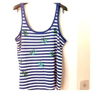 J Crew Tank Top XL Blue Striped